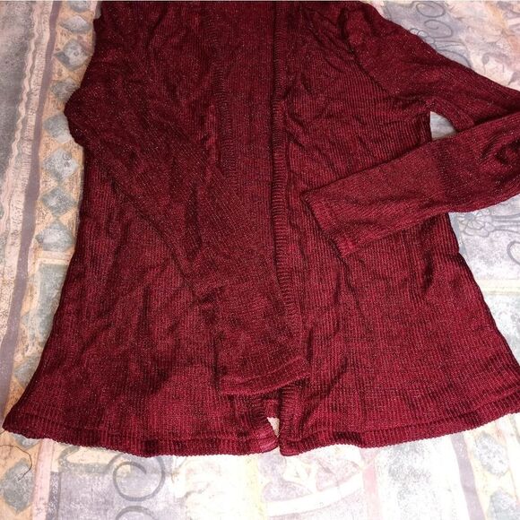 Dave& Johnny 10 Longsleeves Burgundy Sequin Opened Women's Sweater Cardigan - Picture 3 of 8